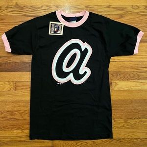 NWT Vintage Braves Cooperstown Collection Shirt Black M Medium Woman’s